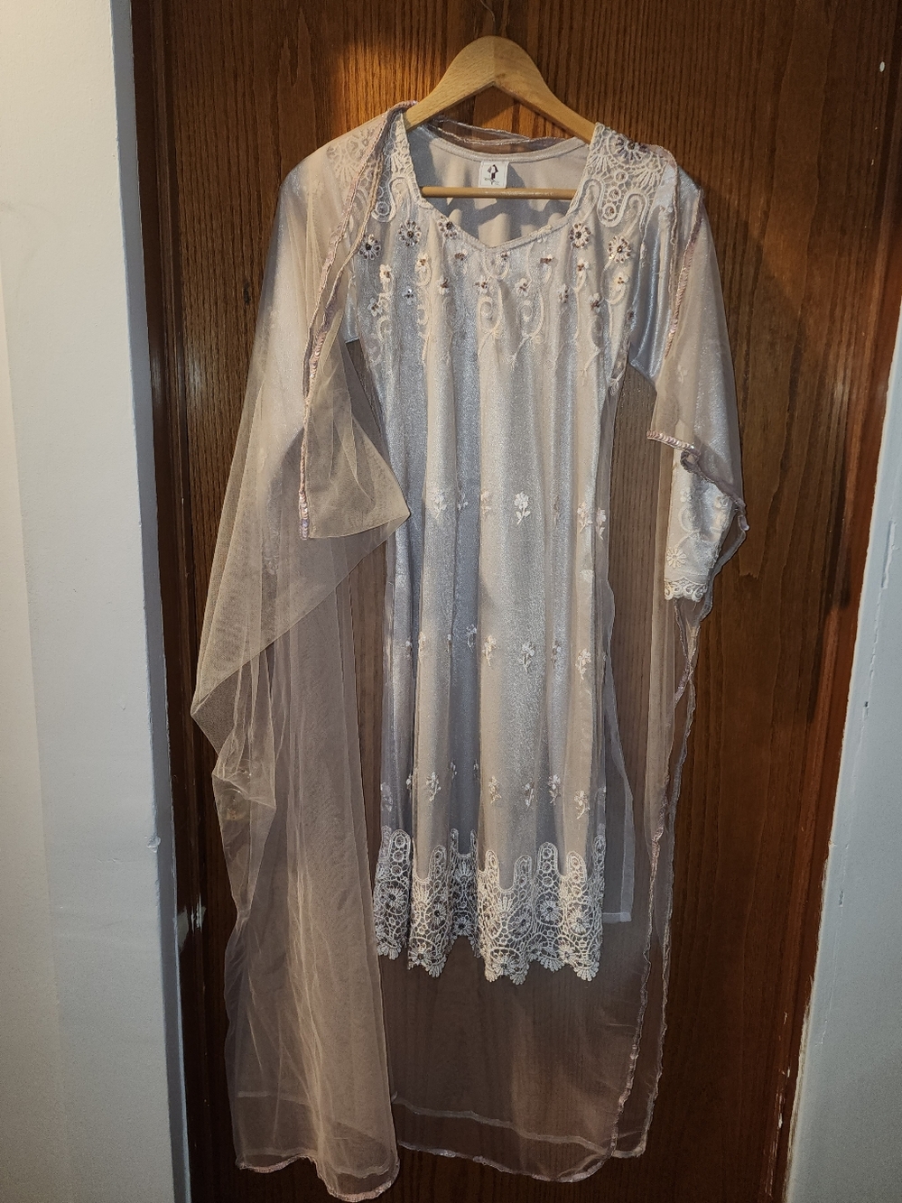 Senorita Fashion Embroidered Sheer Pink Midi Dress 11